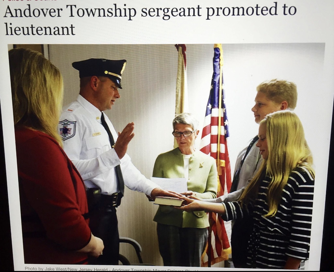Rod Mosner with his family during a police promotion ceremony