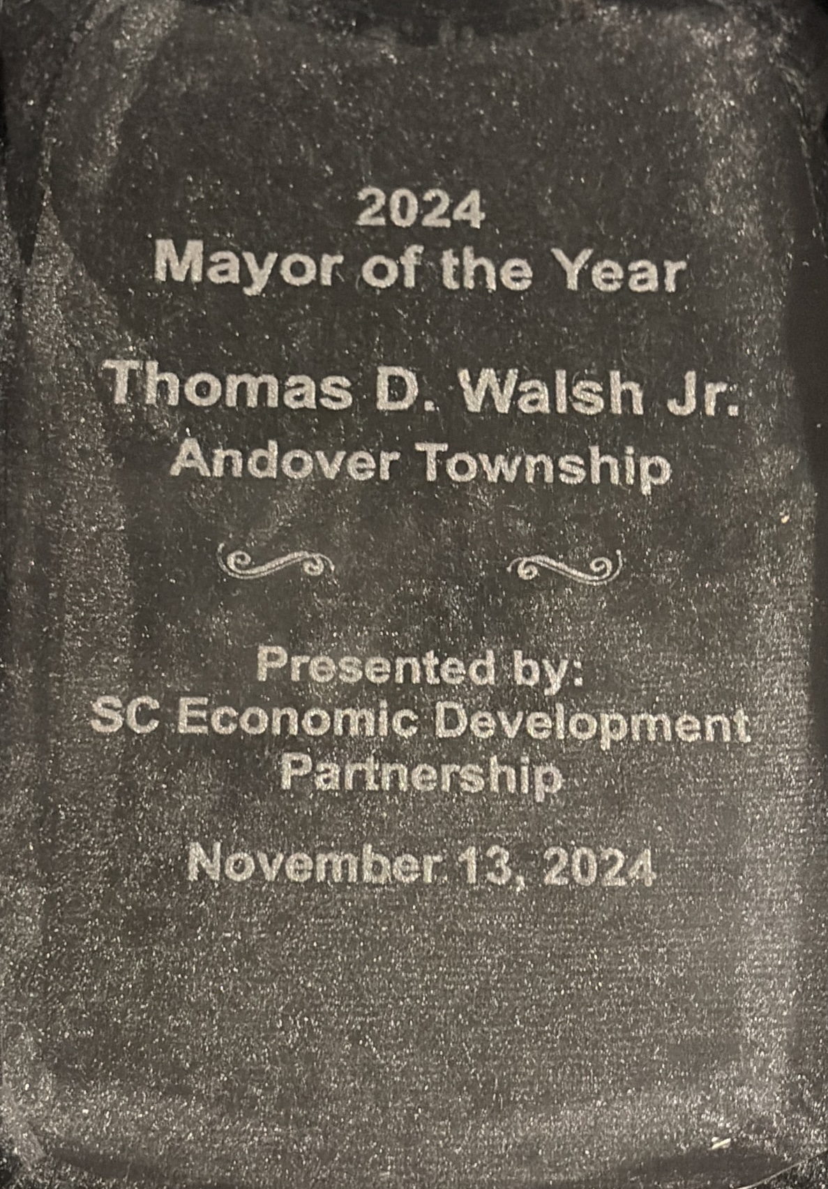 Tom Walsh 2024 Mayor of the Year award